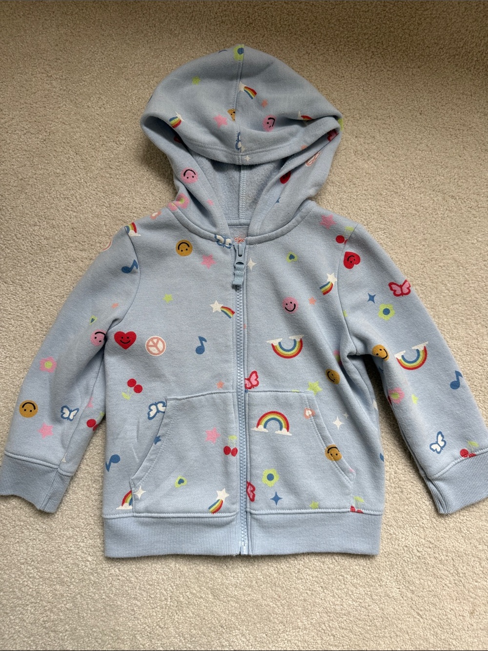 Cat & Jack Hooded Zip-Up Sweatshirt with Rainbow & Emoji Motifs